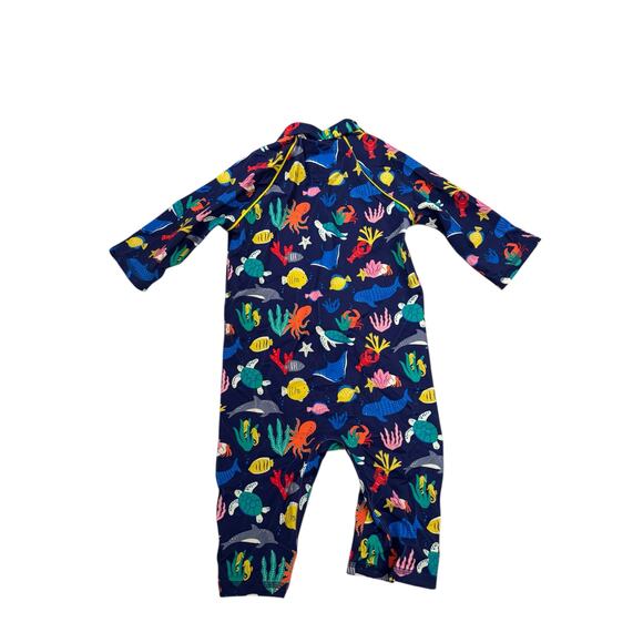 Baby Boden Swim Set Kids 2-3Y 98cm Navy Two Piece Rash Guard Ocean Life UPF 50+ - Picture 3 of 16